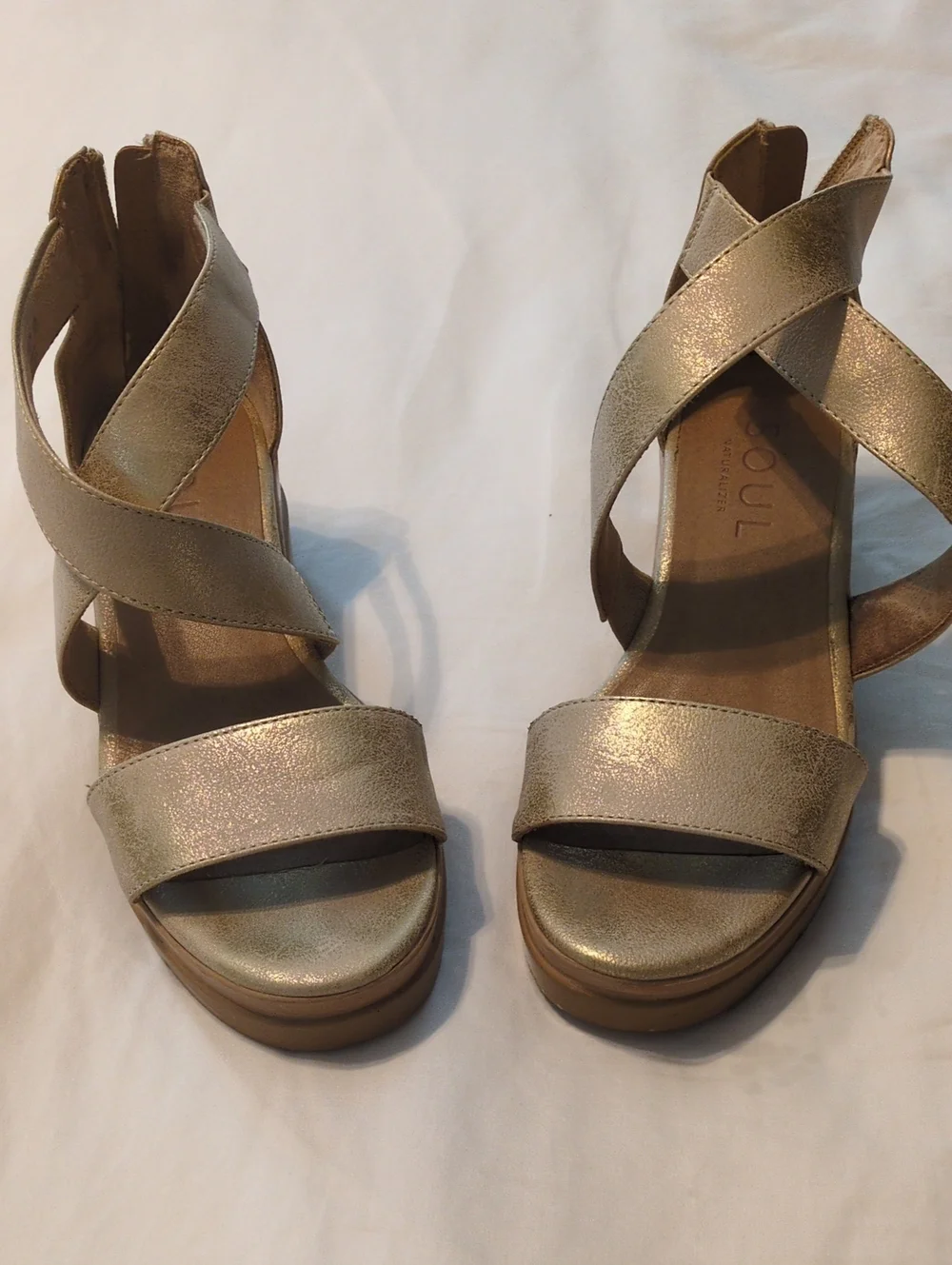 Naturalizer Soul Metallic Gold Women’s Strappy Wedges